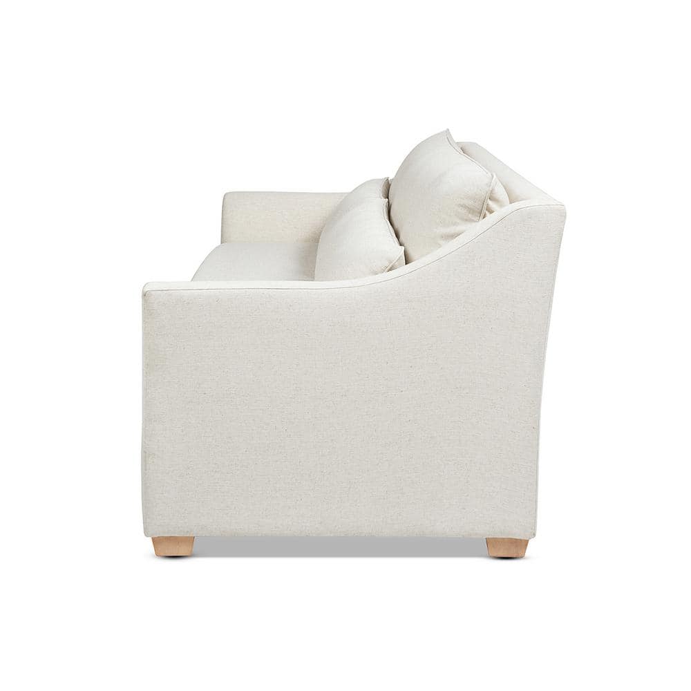 Ada 83" Flared Arm White Linen Sofa with Lumbar Pillows