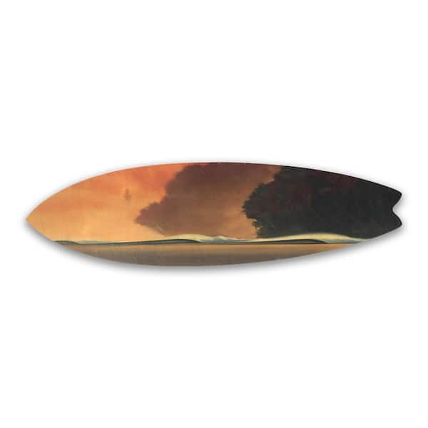 Unbranded Under a Red Sky Wooden Surfboard Decorative Sign by Colossal Images 13x47 in.