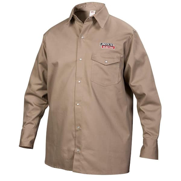 Lincoln Electric Fire Resistant X-Large Khaki Cloth Welding Shirt