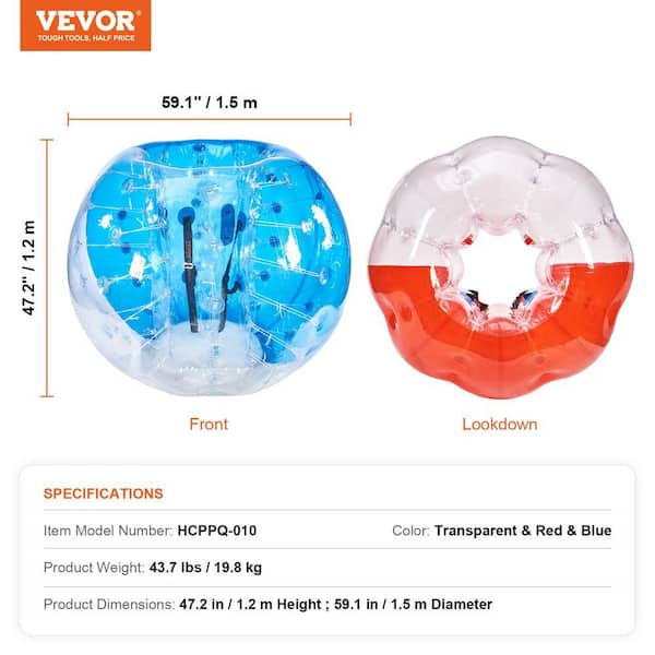 VEVOR Inflatable Bumper Balls 2-Pack 5 ft. /1.5M Body Sumo Zorb