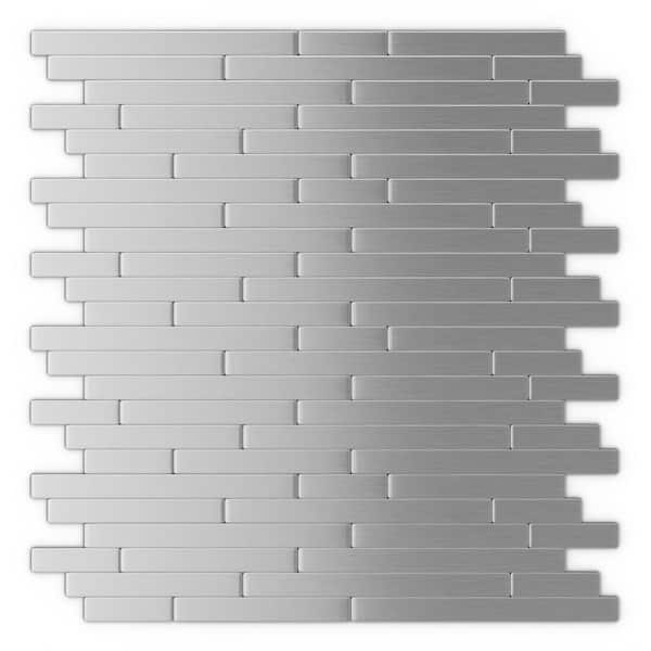 Inoxia SpeedTiles Linox Stainless Steel 12.09 in. x 11.97 in. x 5 mm Brushed Metal Self-Adhesive Wall Mosaic Tiles (24 sq. ft. /case)