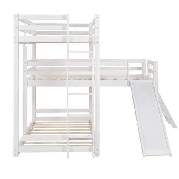 bunk beds with a slide attached