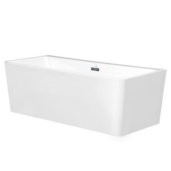 Unbranded Dechane 66.93 in. Acrylic Center Drain Rectangular Alcove Bathtub in White