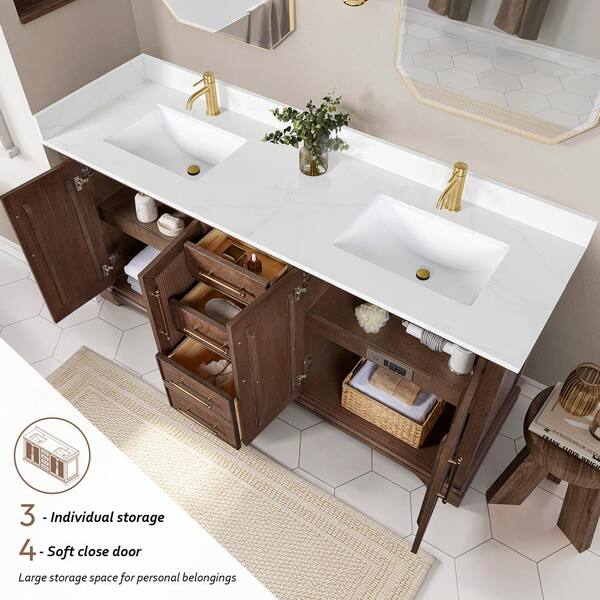 ROSWELL Tokyo 72 in. W. x 22 in. D x 33.9 in. H Double Bath