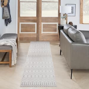 Astra Machine Washable Ivory 2 ft. x 12 ft. Moroccan Transitional Kitchen Runner Area Rug