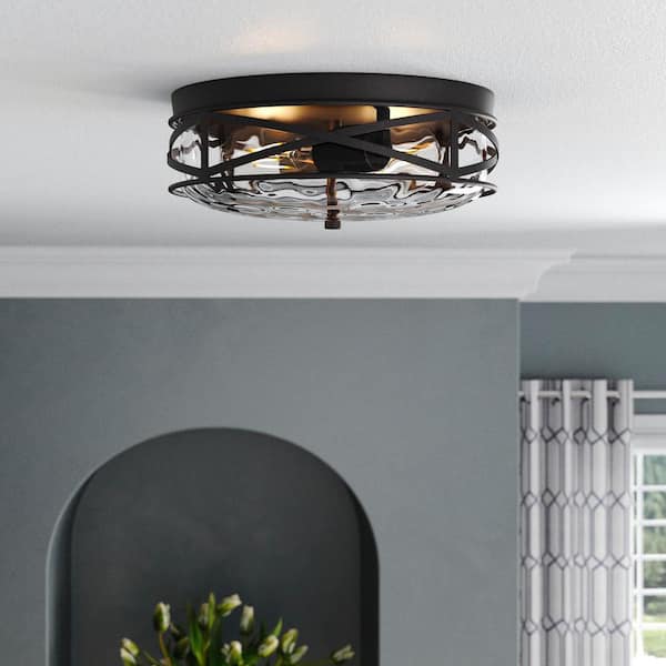 aiwen 11.4 in. 2-Light Farmhouse Flush Mount Ceiling Light Fixture