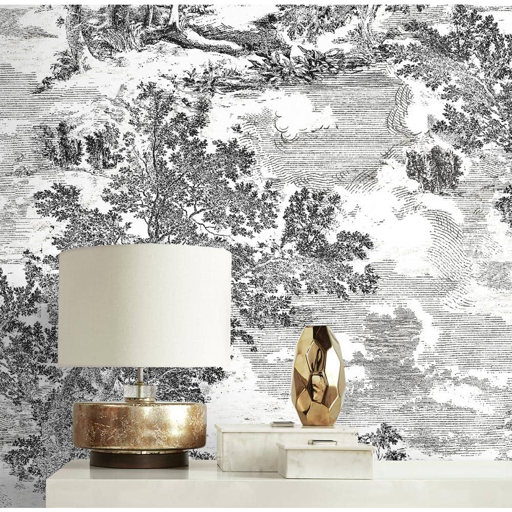Charcoal Scenic Peel and Stick Wallpaper, 20.5" x 216"