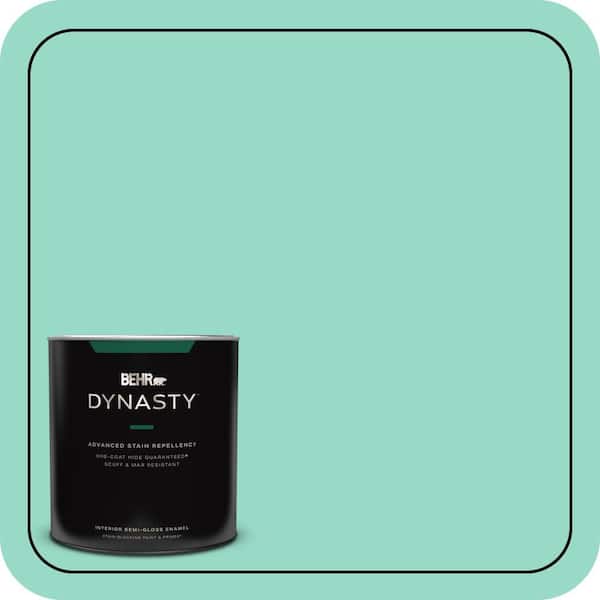 BEHR DYNASTY 1 qt. #MQ4-17 Pageant Green One-Coat Hide Semi-Gloss Enamel Interior Stain-Blocking Paint & Primer