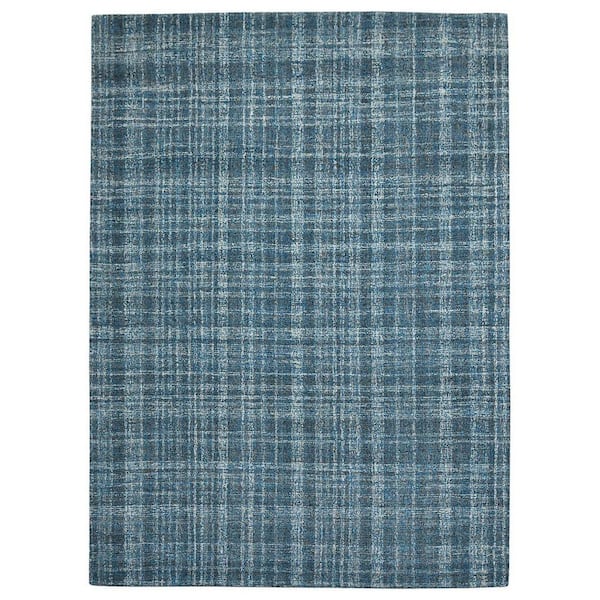 9 ft. x 12 ft. Multi-Colored Wool Plaid Hand Tufted Area Rug