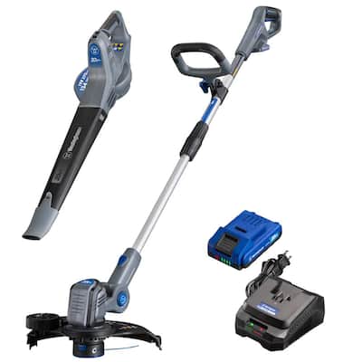 20-Volt Cordless String Trimmer/Edger and Leaf Blower Combo Kit (2-Tool) 2 Ah Battery and Rapid Charger Included
