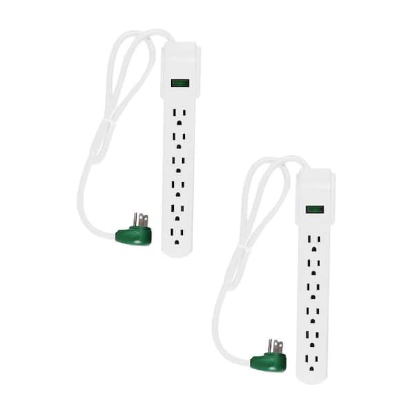 GoGreen Power (G-16103MS-2) 2.5 ft. 14/3 6 Outlet Indoor Surge Protector, White, 2 PACK
