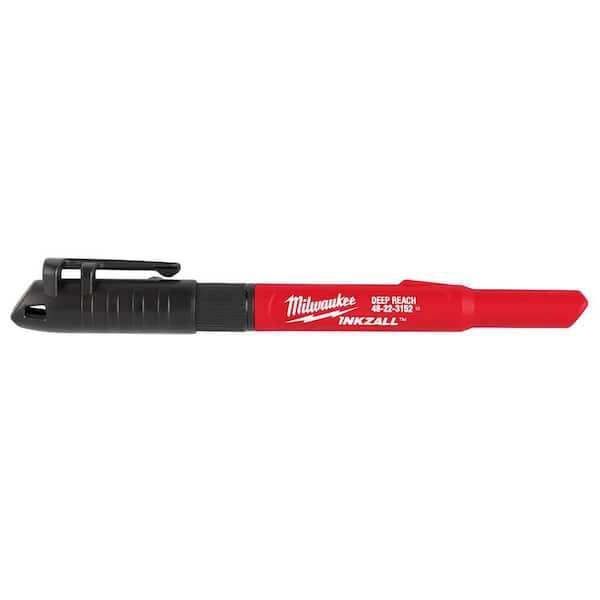 INKZALL 2-in- 1 Deep Reach Ultra Fine Point Black Jobsite Permanent Marker