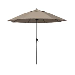 7.5 ft. Bronze Aluminum Market Patio Umbrella with Fiberglass Ribs and Auto Tilt in Taupe Sunbrella