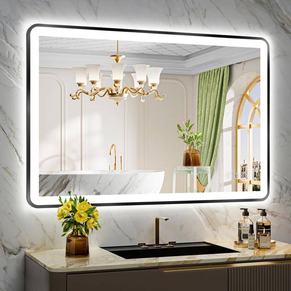 48 in. W x 30 in. H Rectangular Framed Front and Back LED Lighted Anti-Fog Wall Bathroom Vanity Mirror in Tempered Glass price history on PriceWatchPro