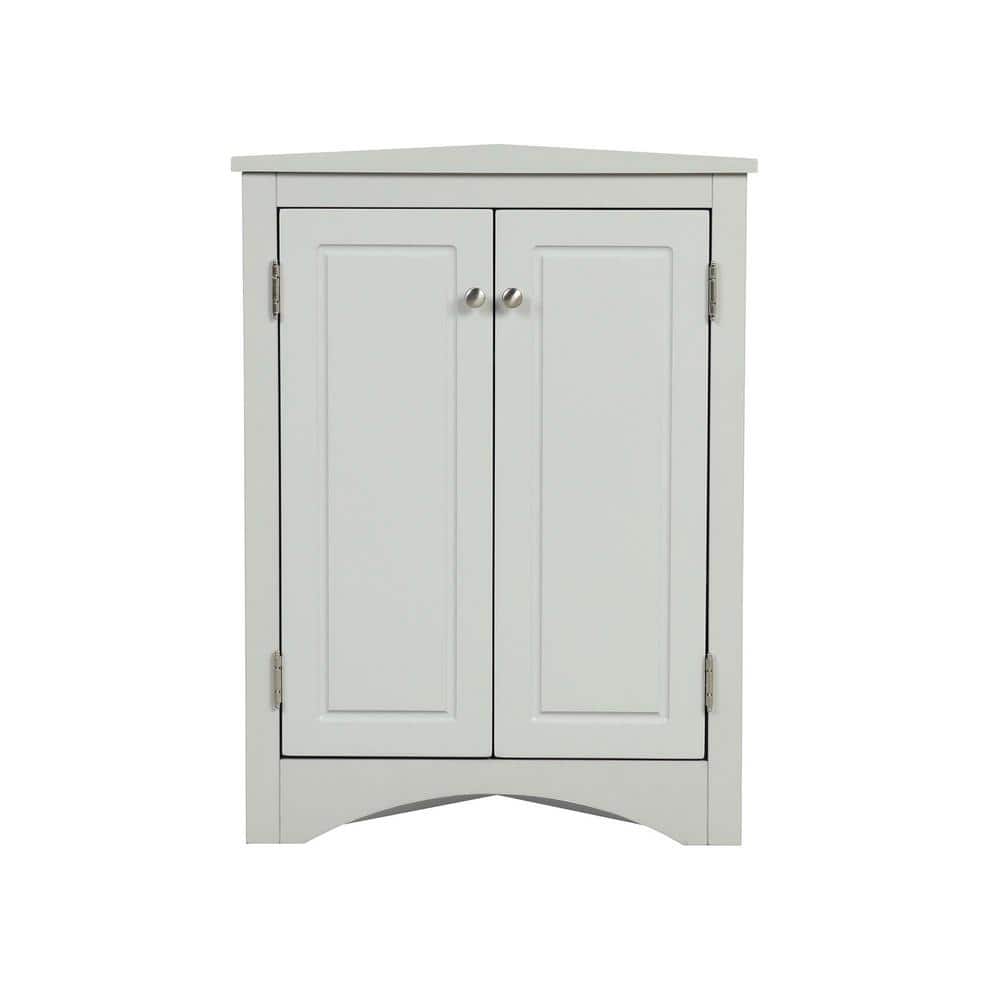 17.2 in. W x 17.2 in. D x 31.5 in. H Gray Linen Cabinet Triangle Corner Sto