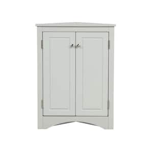 17.2 in. W x 17.2 in. D x 31.5 in. H Gray Linen Cabinet Triangle Corner Storage Cabinet with Adjustable Shelf