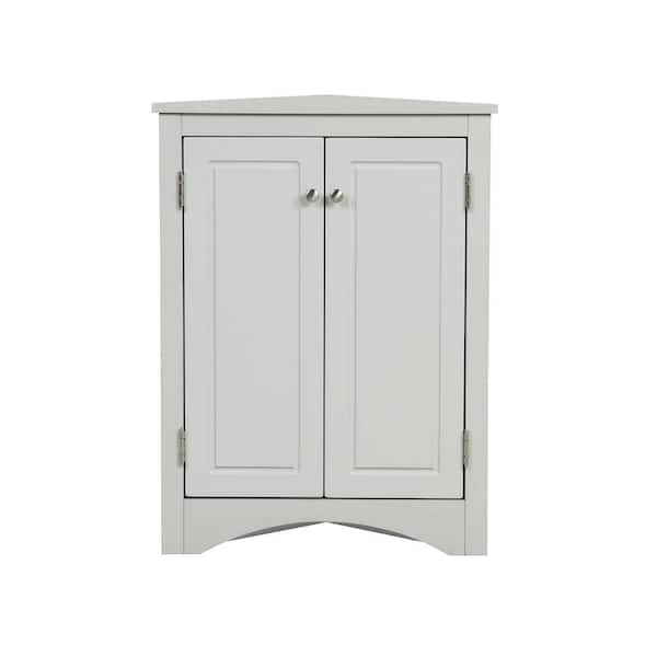Unbranded 17.2 in. W x 17.2 in. D x 31.5 in. H Gray Linen Cabinet Triangle Corner Storage Cabinet with Adjustable Shelf