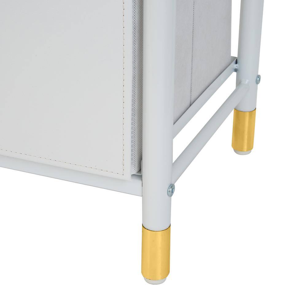 White Vertical 4-Drawer Dresser with Gold Accents