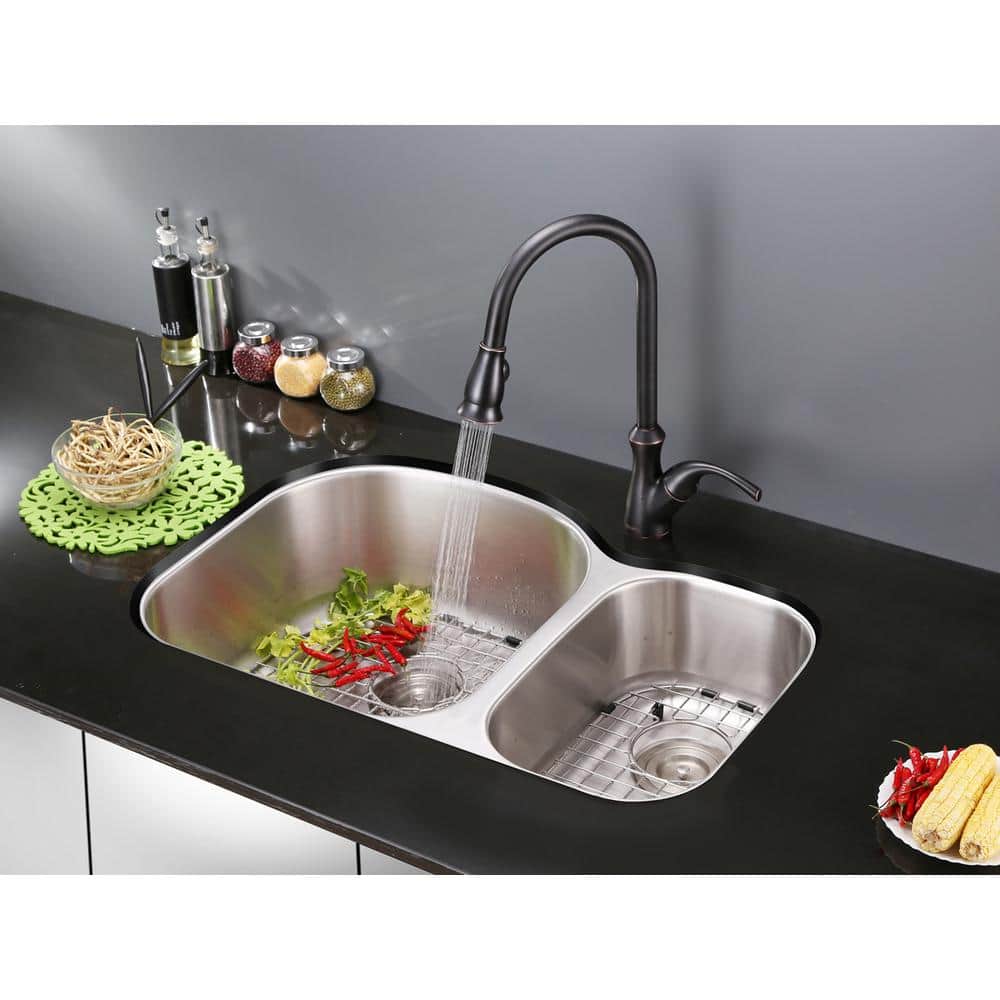 Ruvati 34-Inch Stainless Steel Double Bowl Undermount Kitchen Sink