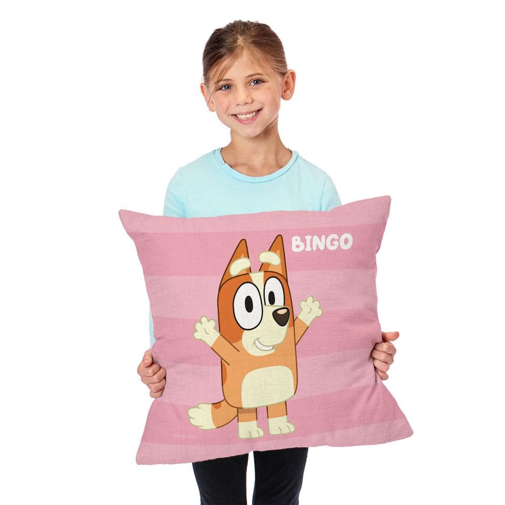 Pink and Orange Polyester Kids Square Throw Pillow, 18 x 18 inches