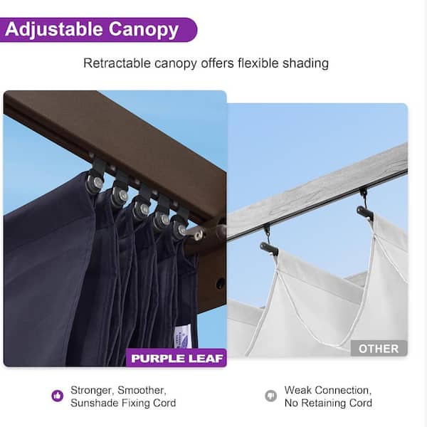 10 ft. W x 10 ft. D Modern Bronze Aluminum Pergola with Navy Blue Adjustable UV Resistant Sun Shelter Canopy for Outdoor