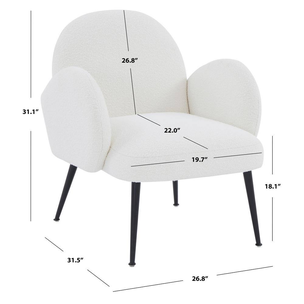 Ivory Boucle Upholstered Armchair with Black Legs