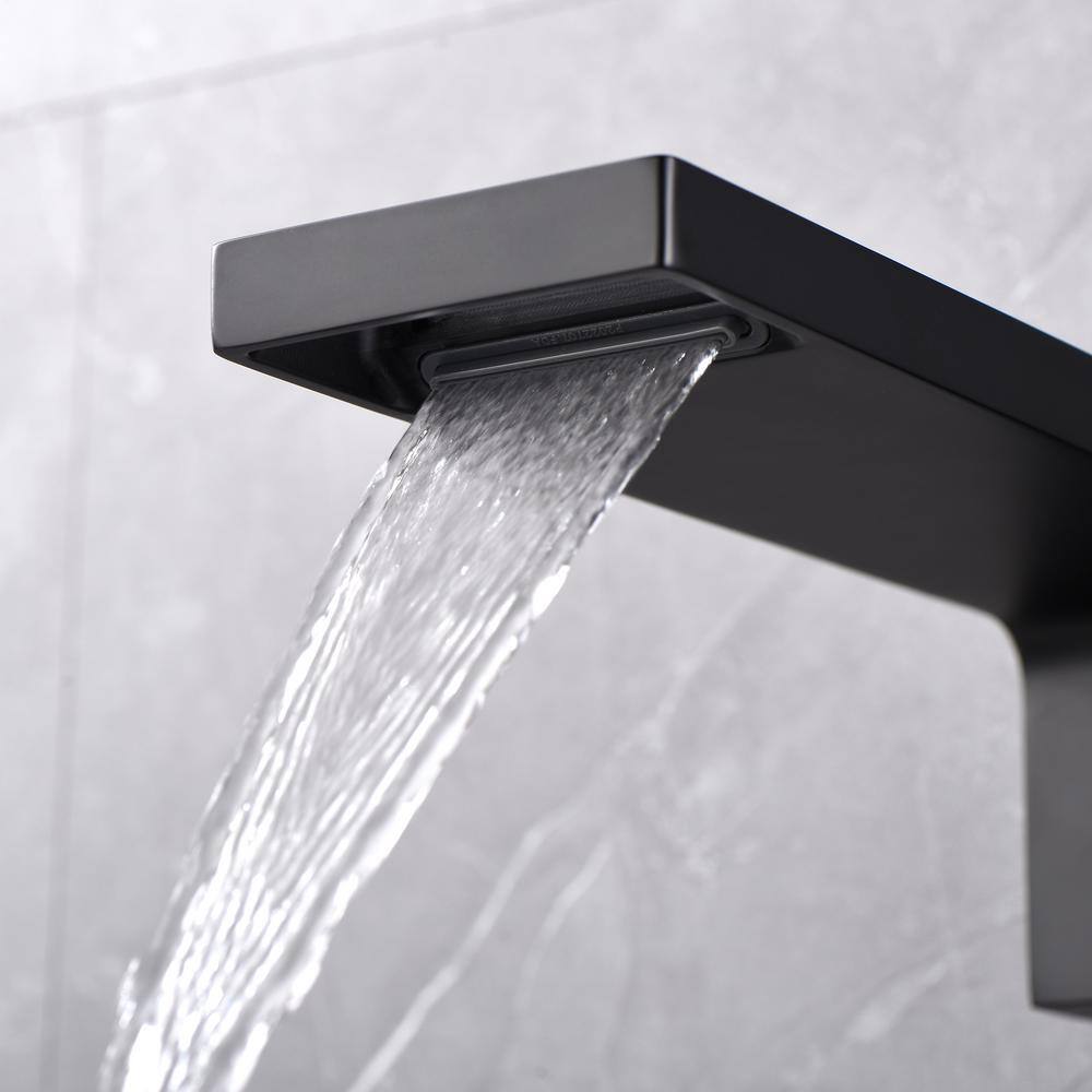 Matte Black Brass Wall Mount Waterfall Bathroom Faucet