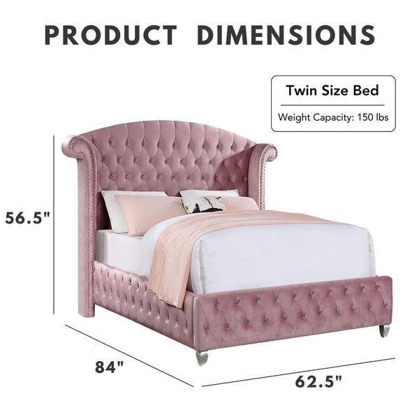 Furniture of America Nesika 3-Piece Glam Pink Velvet Twin