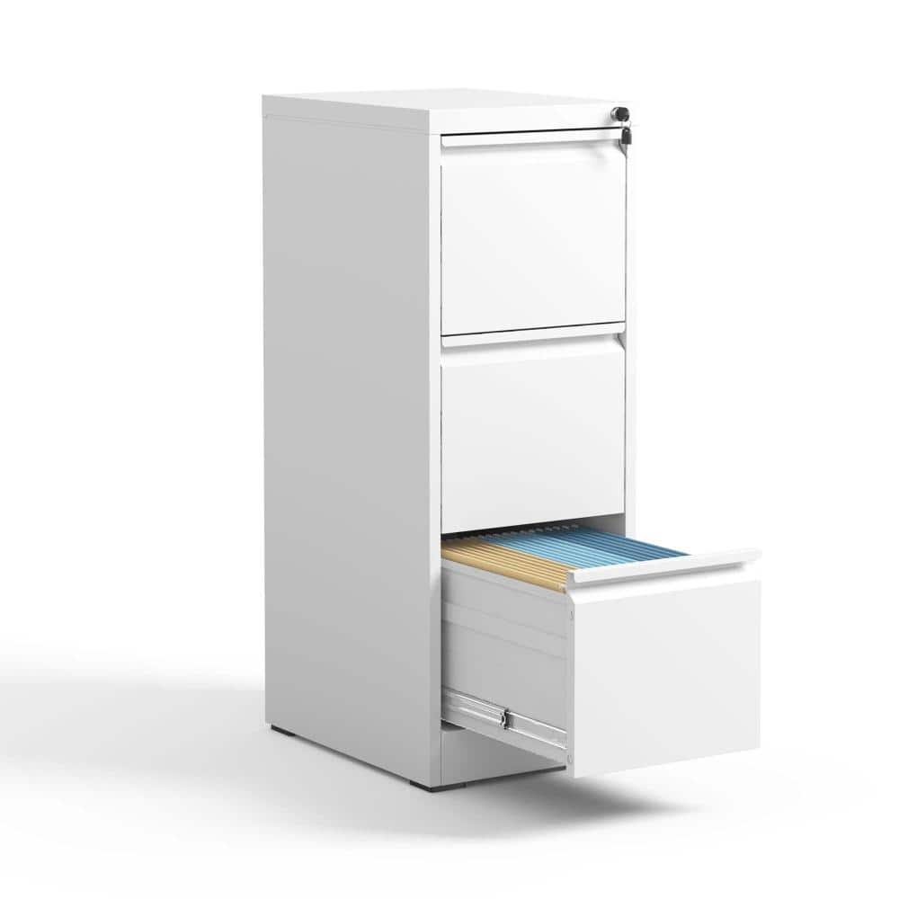 3-Drawer White Metal 17.72 in. W Vertical File Cabinet durable construction easy to install