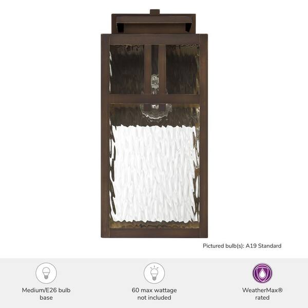 Hunter Fan Company - Hunter Aspenbrook 1 Light Matte Bronze Rectangle Hardwired Outdoor Lighting for Foyer / Entry Way