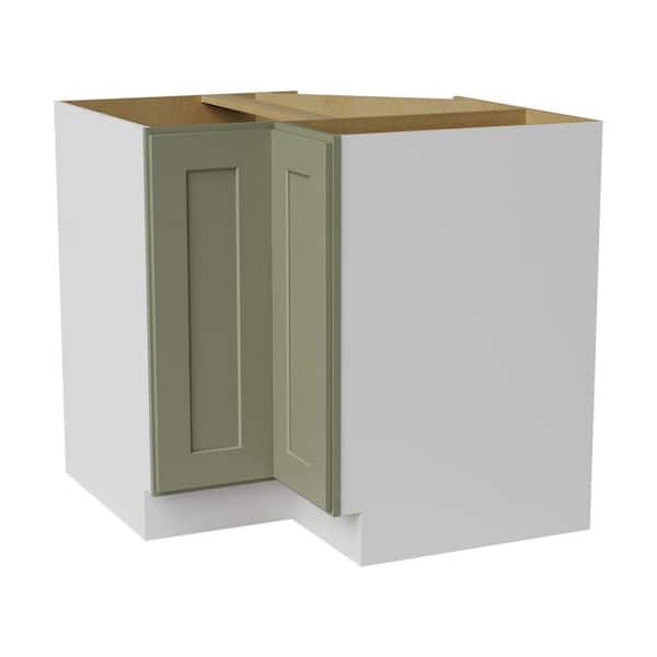 36 in. W x 24 in. D x 34.5 in. H Ready to Assemble Solid Wood Shaker Base Lazy Susan Kitchen Cabinet in Sage Green