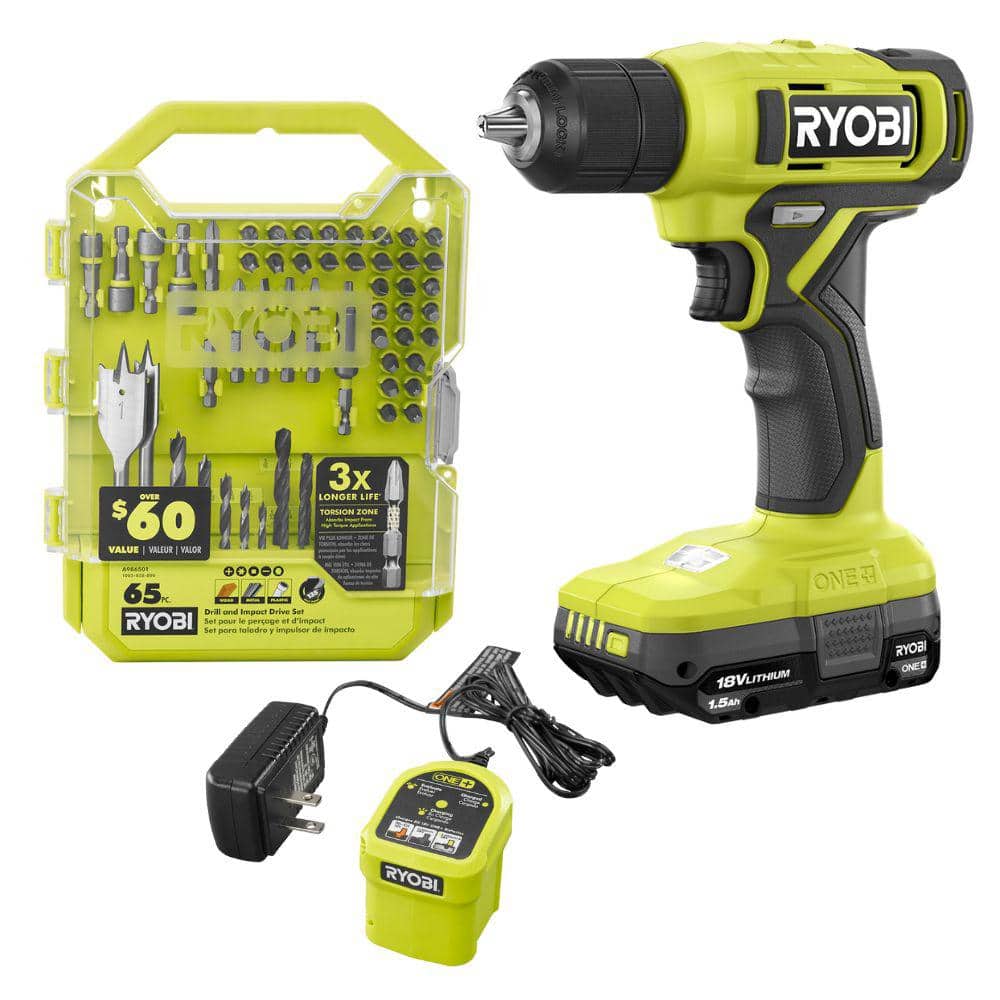 RYOBI ONE+ 18V Cordless 3/8 in. Drill/Driver Kit with 1.5 Ah