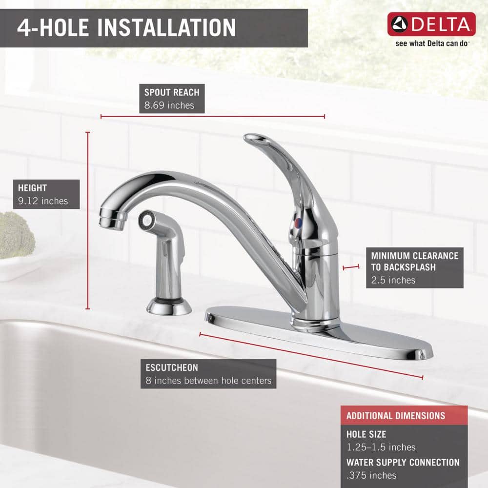Chrome Single Handle Kitchen Faucet with Pull-out Spray
