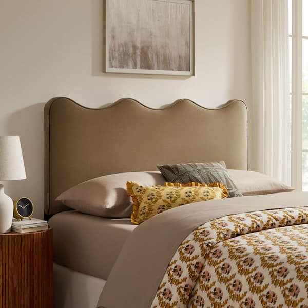 Modway Annabel Faux Leather Adjustable Queen Headboard In Toast