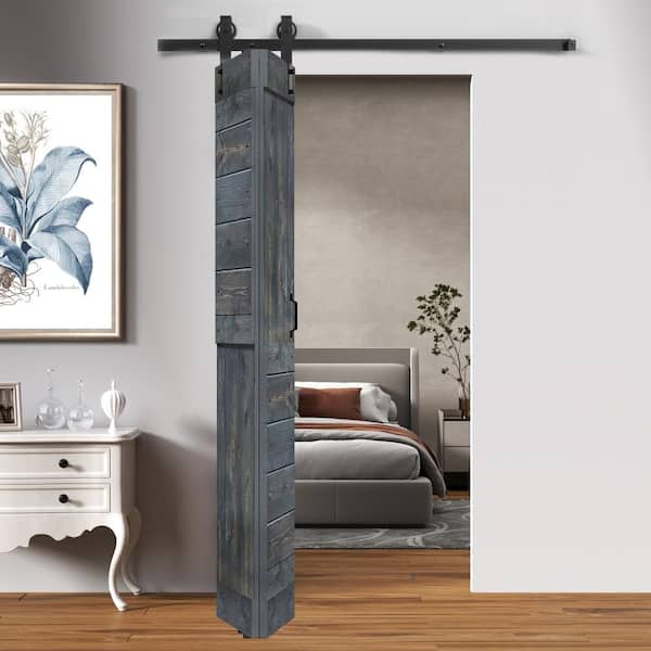 ISLIFE S Style 42 in. x 84 in. (21 in. x 84 in. x 2-Panels) Carbon Gray Solid Core Wood Bi-Fold Barn Door Hardware Kit Needed