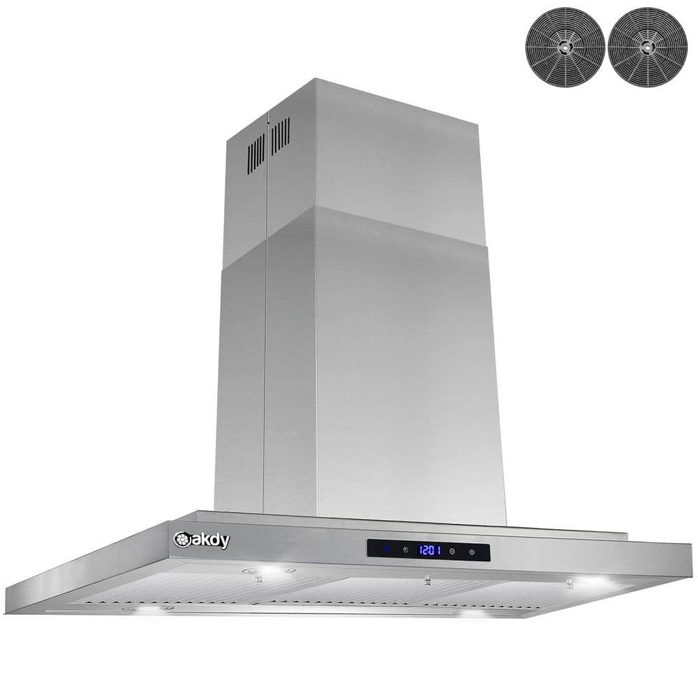 36-Inch Stainless Steel Convertible Island Range Hood with LED Lights