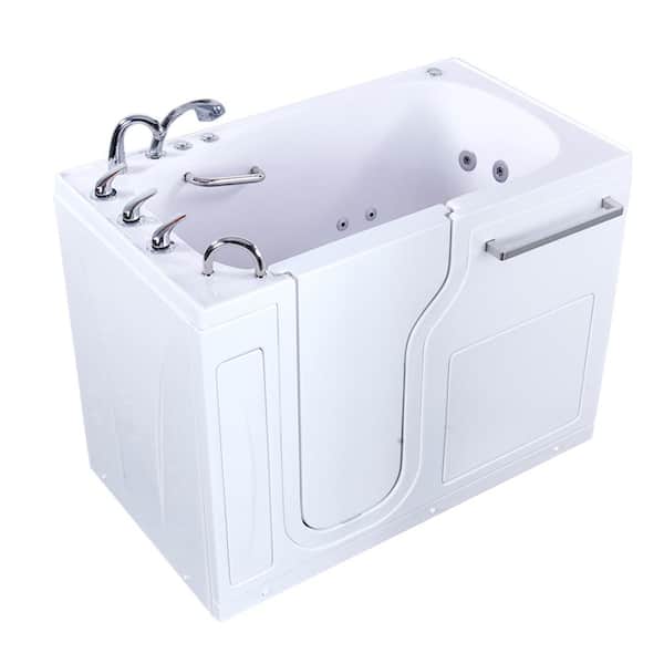 Amluxx Aqua 52 in. Acrylic Walk-In Whirlpool and Air Bath Bathtub in White with Left Door, Fast Fill 3/4 in. Faucet, Left Drain