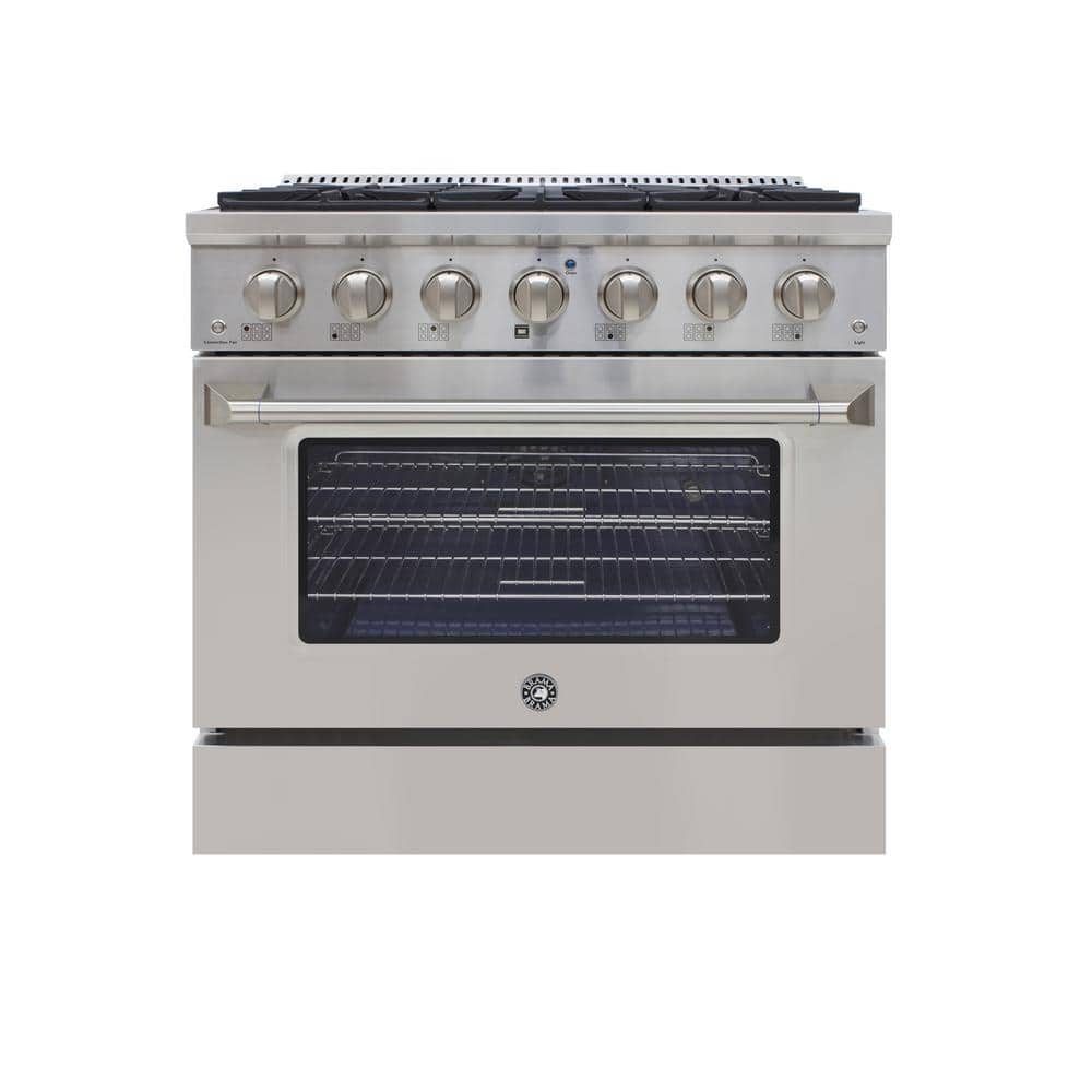 36-Inch Stainless Steel Gas Range with Convection Oven and 6 Burners