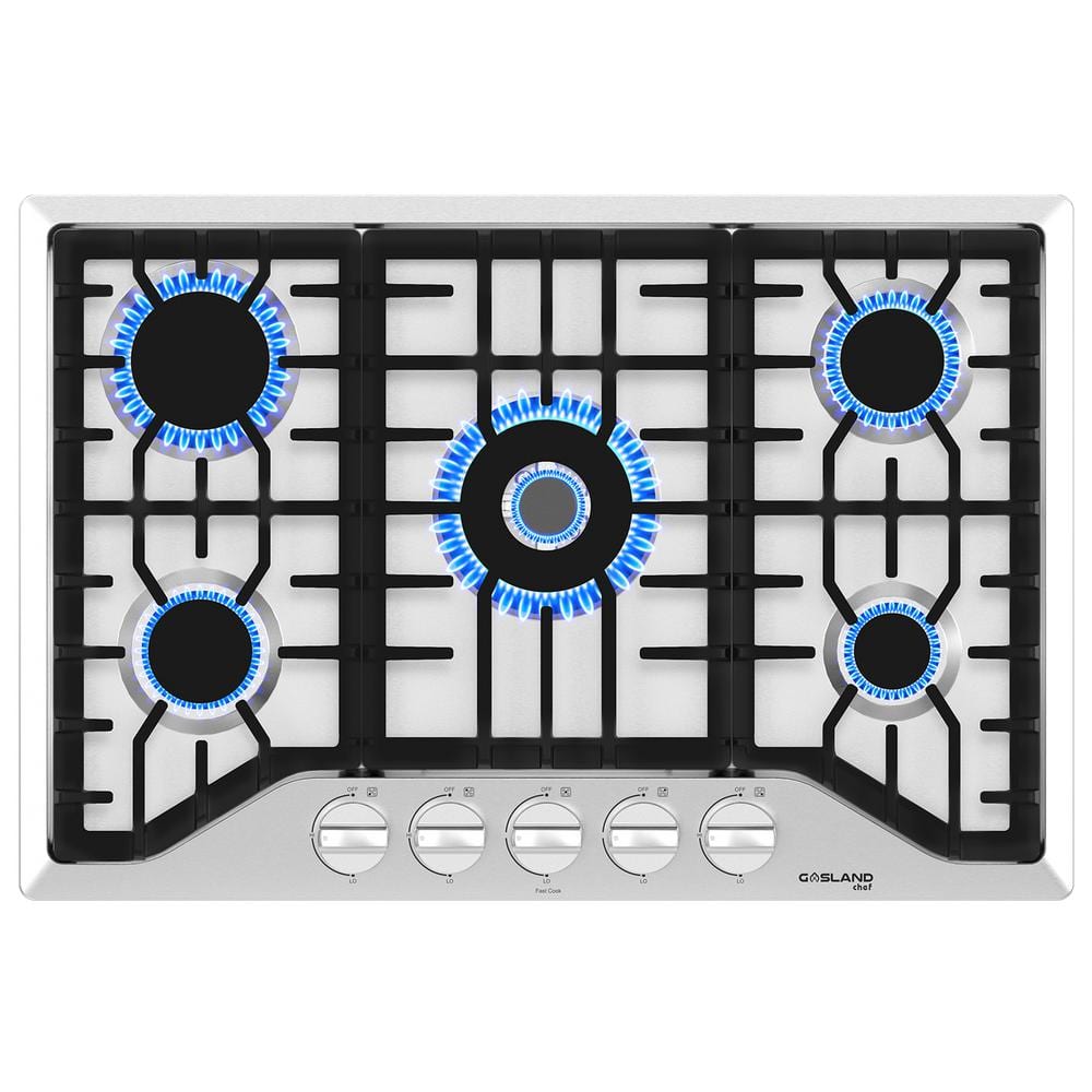 billetpris Udstyr Terminal GASLAND Chef 30 in. Built-In Gas Cooktop in Stainless Steel with 5-Burner  including Gas Hob Drop-In Gas Cooker NG/LPG Convertible GH1305SF - The Home  Depot
