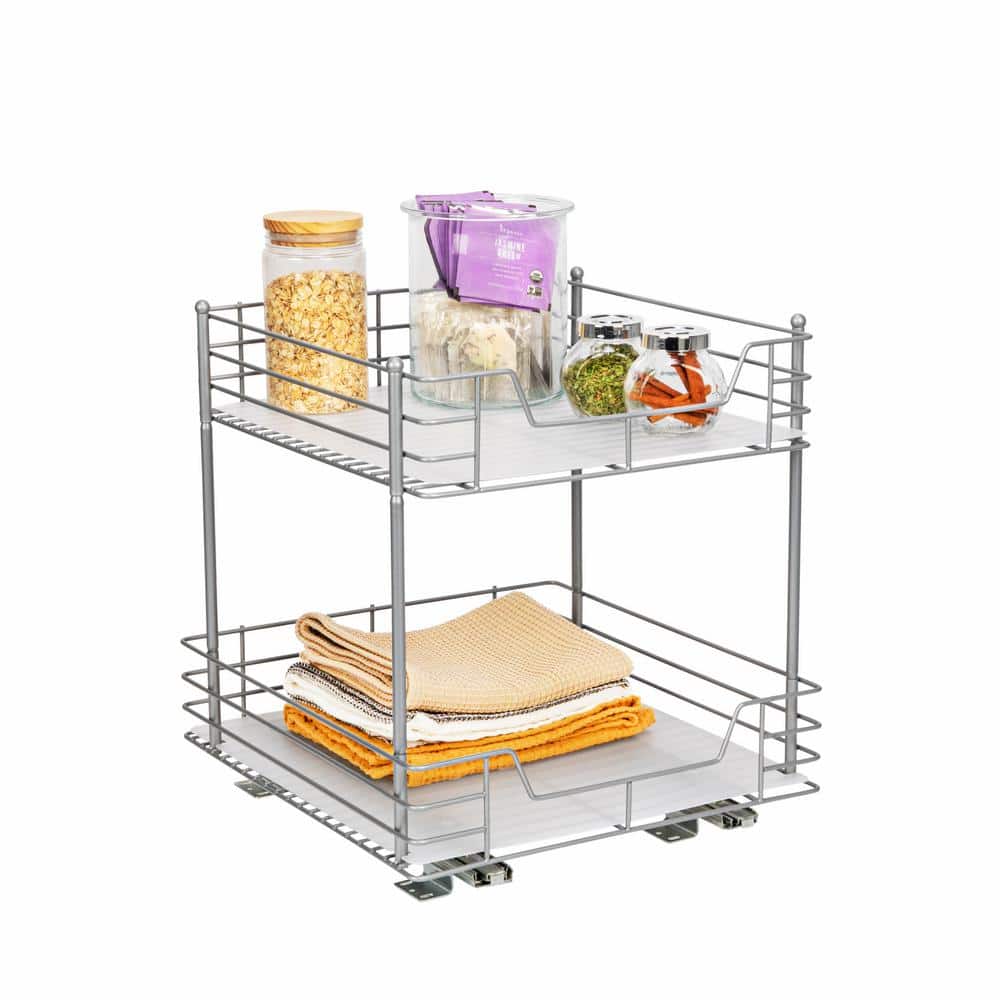 Household Essentials Glidez Powder-Coated Steel Pull-Out/Slide-Out Storage  Organizer with Plastic Liner for Under Cabinet or Wire Shelf Use - 1-Tier