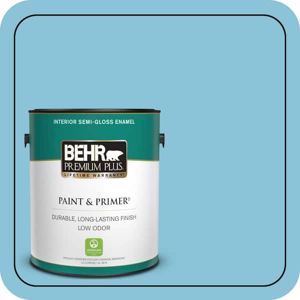 BEHR PREMIUM PLUS 1 gal. #540D-4 Dreaming Blue Semi-Gloss Enamel Low Odor Interior Paint & Primer