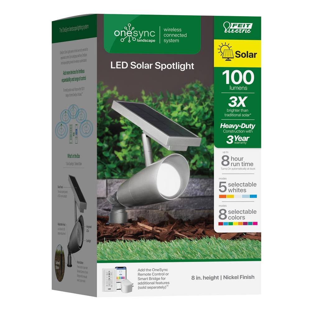 Feit Electric Brushed Nickel Solar Powered 100W LED Spotlight