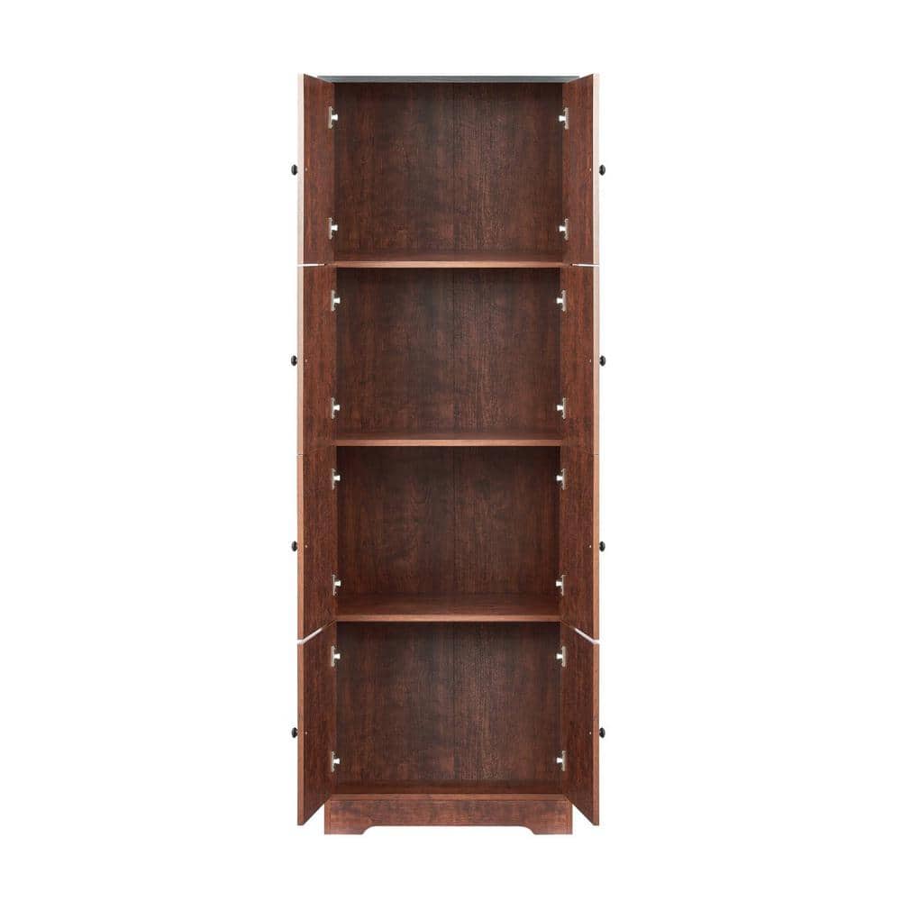 24 in. W x 12.8 in. D x 72.4 in. H Bathroom Brown Linen Cabinet