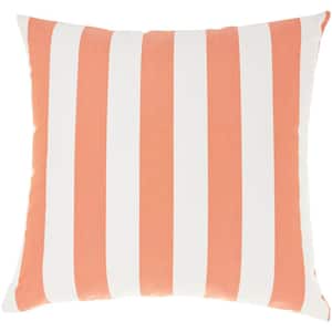 Outdoor Pillows Coral Stripe Handmade 18 in. x 18 in. Indoor/Outdoor Throw Pillow