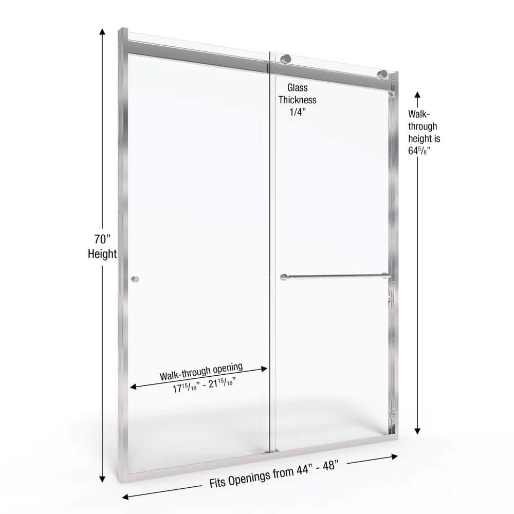 Rotolo 48" Brushed Nickel Semi-Frameless Sliding Shower Door