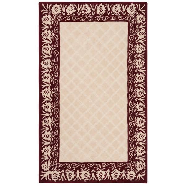Total Performance 4 ft. x 6 ft. Red Diamond Border Area Rug