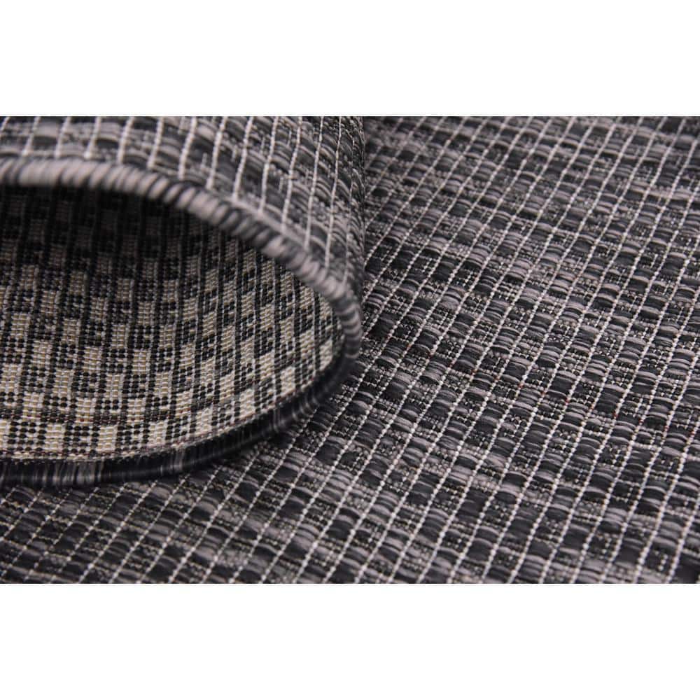 4' x 6' Black Synthetic Outdoor Area Rug: Flat Woven, Washable, Reversible