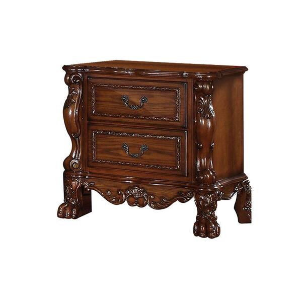 Acme Furniture Dresden 2-Drawer Cherry Oak Nightstand 31 in. H x