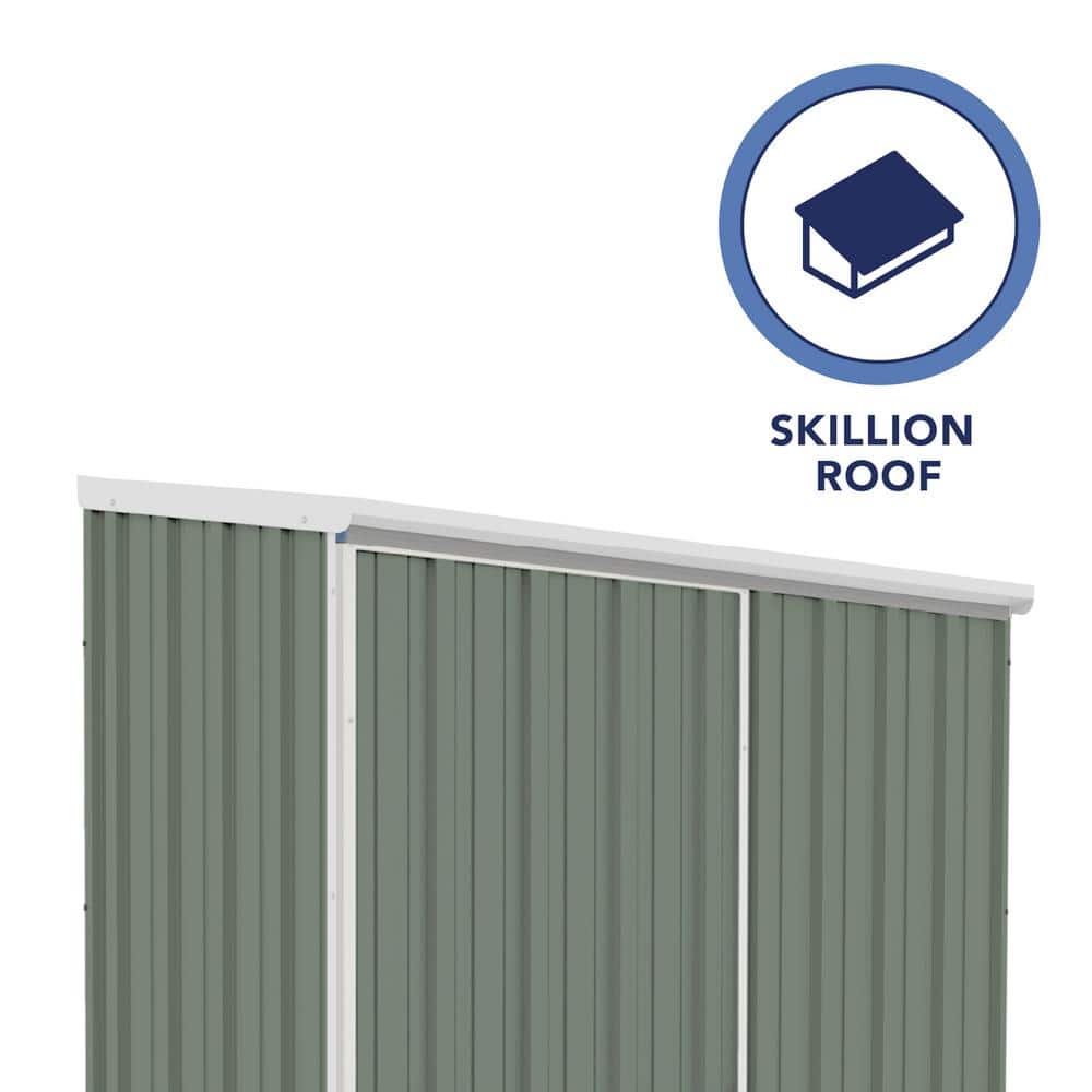 Pale Eucalypt 5' x 3' Metal Storage Shed with Sliding Door
