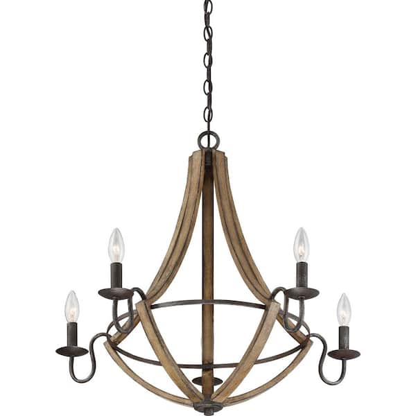 Shire 5-Light Rustic Black Bowl-Style Chandelier